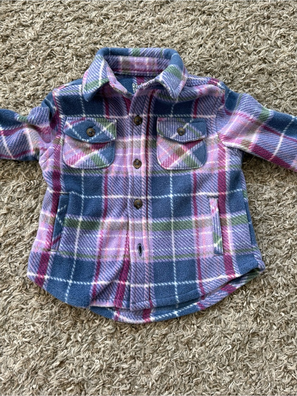 Roots Kids Plaid Button-Down Shirt Jacket in Pink, Blue & Green